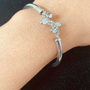Silver Crystal Bangle Bracelet